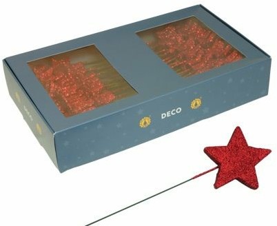 Glitter Sterren 40 mm doosje Rood +/- 60st Decoratiesterren
