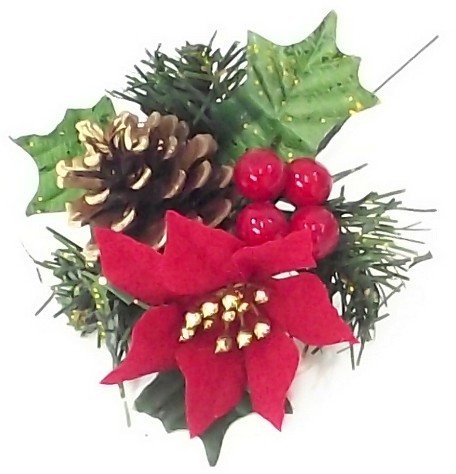 KerstbijstekerKerstroos. Dennenappel en besjes / stuk Kerstbijsteker