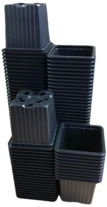 Kweekpotten Vierkant Zwart 7x7x6cm pak +/- 25 st zaaipotten opkweekpotten stekpotjes