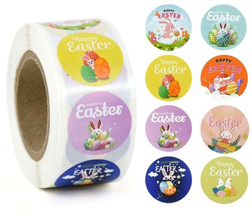 500 Stickers Labels Easter, Pasen,Voorjaar 2,5 cm rond Z01 Sluitsticker