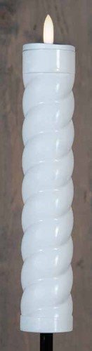LEDFAKKEL Solar Anna's Collection LED kaars met timer Wit Swirl  21x4 cm - op 76 cm Stick H 97cm /st Ledcandle voor bloemschikken en decoratie en tuin