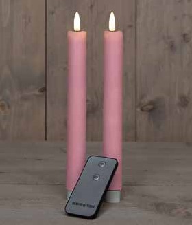 LEDkaarsen Anna's Collection LED kaars 3D Flame Candle Rustiek lilac pink met afstandsbediening D 2,5 H 23 cm /2 stuks Ledcandle voor bloemschikken en decoratie