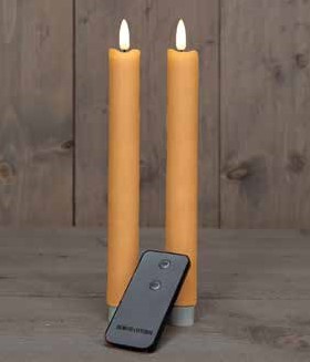 LEDkaarsen Anna's Collection LED kaars 3D Flame Candle Rustiek Vanilla okergeel met afstandsbediening D 2,5 H 23 cm /2 stuks Ledcandle voor bloemschikken en decoratie