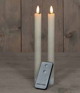 LEDkaarsen Rustiek Ivory Old White Anna's Collection LED kaars 3D Flame Candle met afstandsbediening D 2,5 H 23 cm /2 stuks Ledcandle voor bloemschikken en decoratie