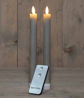 LEDkaarsen Rustiek Taupe  Anna's Collection LED kaars 3D Flame Candle met afstandsbediening D 2,5 H 23 cm /2 stuks Ledcandle voor bloemschikken en decoratie