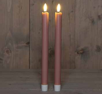Actie LEDkaarsen Antique Pink Anna's Collection LED kaars 3D Flame Candle  D 2,5 H 23 cm /2 stuks Ledcandle voor bloemschikken en decoratie