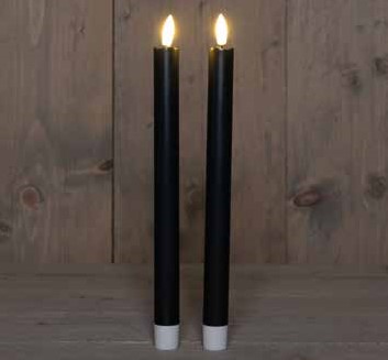 LED Kaarsen Anna's Collection – 3D Flame Candle Zwart – 23 cm – Set van 2 met Timer Ledcandle voor bloemschikken en decoratie