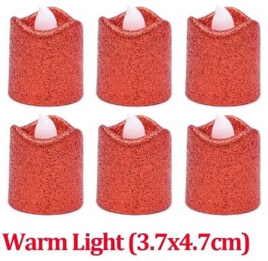 Actie Led Minikaarsje ROOD GLITTER         PER STUK! mooi klein kaarsje, kunnen in waxinehouder