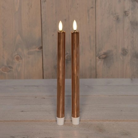 Actie LED Kaarsen Anna's Collection – 3D Flame Candle Koper – 23 cm – Set van 2 met Timer Ledcandle voor bloemschikken en decoratie