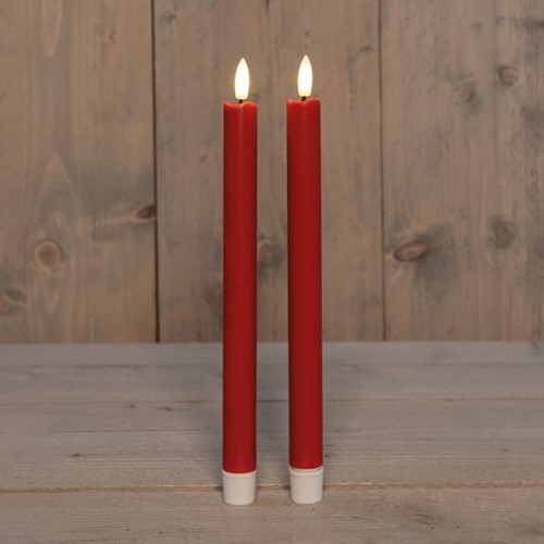 LED Kaarsen Anna's Collection – 3D Flame Candle Rood – 23 cm – Set van 2 met Timer Ledcandle voor bloemschikken en decoratie