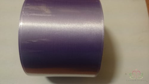 Lila lint 45 mm zilver opdruk +/- 50 cm.  Lila lint 45 mm zilver