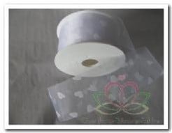Lint Organza wit Harten 4  cm. /rol Lint Organza w