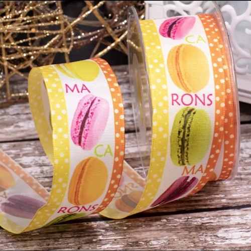 Lint Macarons - Taftrol 40mm x 20m - Frandole Macarons Ribbon Lint met draad