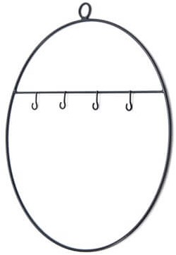 Metalen ring met haakjes Zwart 50cm Metalenframe ring om spulletjes in te hangen