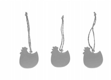 Metaallabel Hen wit 3*4 cm. 10 stuks op=op Label Hen