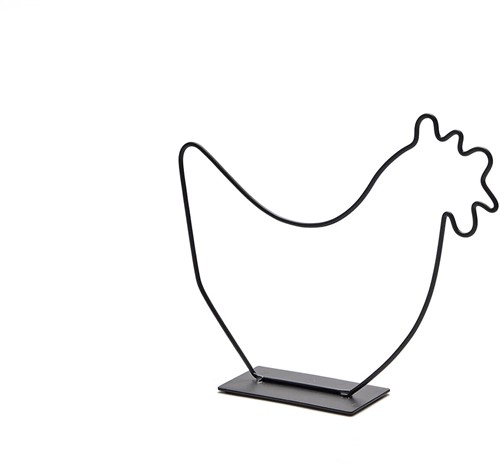 Metalen frame Hen, Kip op voet 29*25 cm Zwart Metalenframe Metal hen