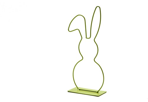 Metalen frame Haas haasje hangend oor op voet 29 cm Lime green Limegroen Metalenframe Metal Bunny on base