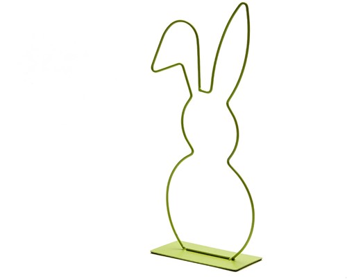 Metalen frame Haas haasje hangend oor op voet 40 cm Lime green Limegroen Metalenframe Metal Bunny on base