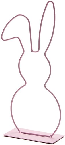 Metalen frame Haas haasje hangend oor op voet 29 cm Roze Metalenframe Metal Bunny on base