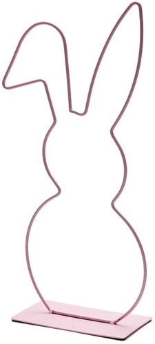 Metalen frame Haas haasje hangend oor op voet 40 cm Roze Metalenframe Metal Bunny on base