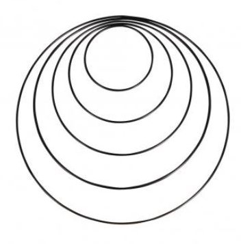 Metalen ringen diverse maten box 5st, zwart grootverpakking doos voor hangende kerstboom