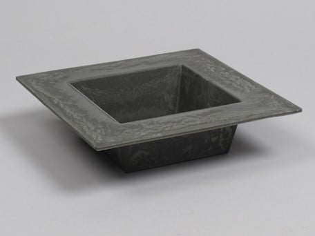 Onderbord Loodlook vierkant met hoge rand 20*20*5 cm.  Onderbord Basic Grey