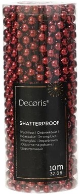Actie Parelketting 8 mm – Ossenbloed Rood (Donkerrood) – Rol van 10 m – Voor Bloemschikken, Hobby en Bruidsdecoratie Parelguirlande voor bloemschikken, hobby en bruidsdecoratie
