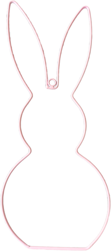 Metalen frame Haas staand oor hanger 40 cm Roze OP=OP Hang Metal Rabbit eenmalig artikel