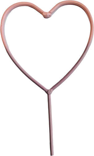 Metalen hart bijsteker pick diameter 7 cm Roze Metalenframe Metal heart  eenmalig op=op