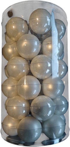 Kerstballen Wit - 4 cm - Parelwit - Doos van 36 - Glas doos kerstballen Glas