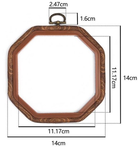 Brocante houten ring Octacon Borduurring met stelschroef Octacon 14*14cm Octacon 14*14cm
