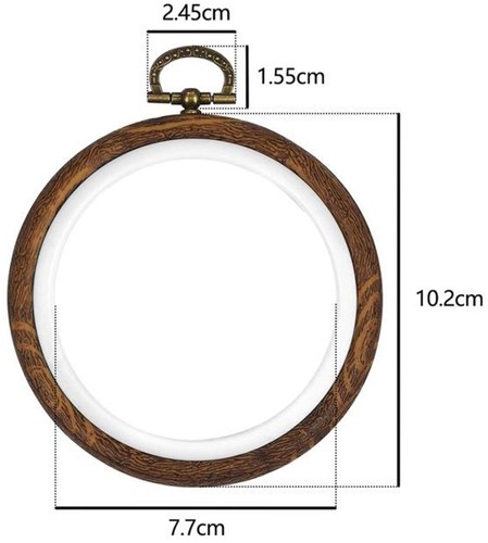 Brocante houten ring Rond Borduurring met stelschroef Rond 10cm Rond 10cm