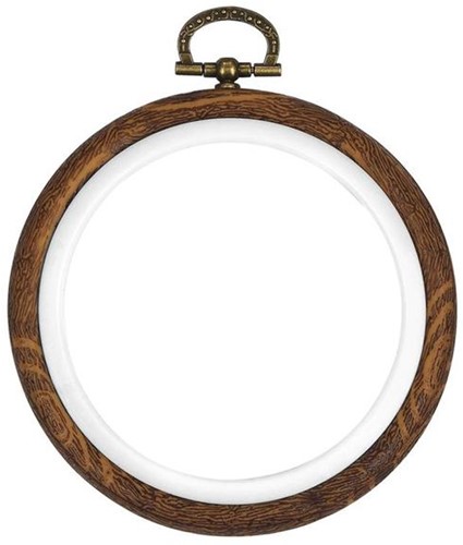 Brocante houten ring Rond Borduurring met stelschroef Rond 7.5cm Rond 7.5cm