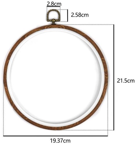 Brocante houten ring Rond Borduurring met stelschroef Rond 21cm Rond 21cm