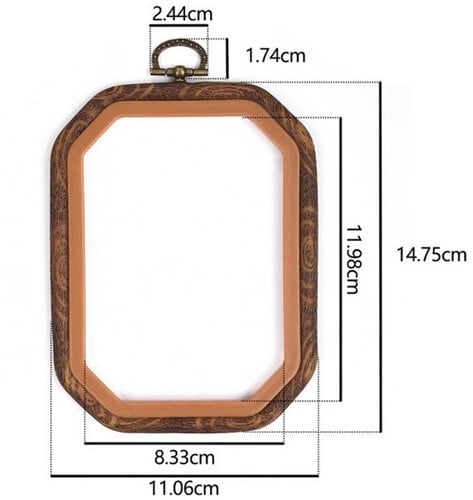 Brocante houten ring Rond Borduurring met stelschroef Rectangular 11x15cm Rectangular 11x15cm