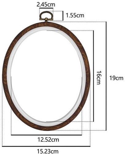 Brocante houten ring Ovaal Borduurring met stelschroef Ovaal 8*10cm Ovaal 8*10cm