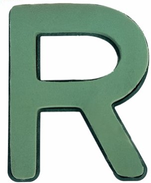 Letter R van Steekschuim met bodem Premier, passen NIET op een frame Premier FLORAL FOAM PLASTIC BACKED