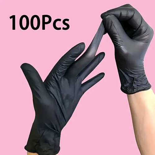 Professionele Nitrile Handschoenen - Zwart, Waterdicht en Latexvrij Makkelijk te reinigen, ook voor voor Schoonheidssalons, Nagelstudio's, Tatoeagestudio's