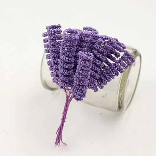 Foam Curly Stamen Bacca pick Lila 12/bundel voor corsages en inpakken