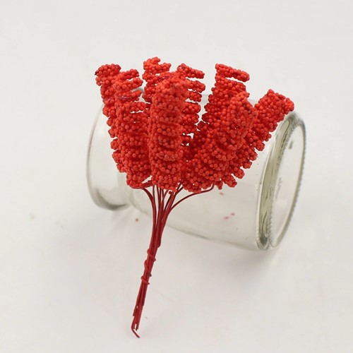 Foam Curly Stamen Bacca pick Rood 12/bundel voor corsages en inpakken