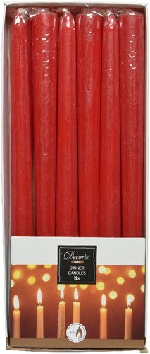 Kaarsen Wax Dinner KerstRood – Ø 2.15 cm x H 25 cm – Doos van 12 stuks ook leuk in fles