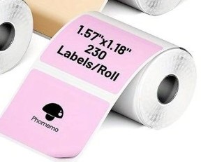 Thermische labels, PASTELROZE 40*30mm Stickers Labels Thermal / rol 230labels tbv bv Phomemo M110. M220, M221 om zelf foto, tekst, afbeeldingen op te printen