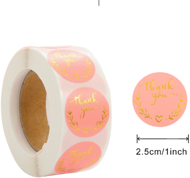 500 Stickers Labels Rol Thank you for Supporting My Small Business  rol ROZE etiketten