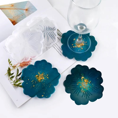 Siliconenmal onderzetter voor glazen bloemvorm met streepjes / st voor Epoxy Resin