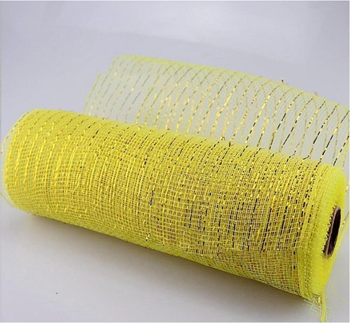 Decomesh Deco mesh Metalic voor kransen en inpakken Lichtgeel Decomesh
