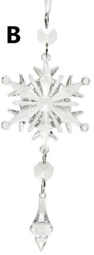 Hanger Sneeuwvlok Acryl B – 16 cm – Per stuk – Decoratie voor Kerst of Winter Decoratie voor Kerst of Winter bloemschikken en decoreren kerstboom
