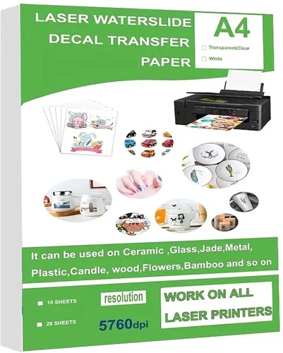 Laser Transferpapier voor Kaarsen, Glas & Hout - A4 DIY Decalpapier (10 Vellen) kan ook op bloemen etc