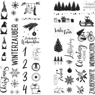 Transferfolie Winter Christmas voor Kaarsen – Set van 2 Vellen – Exclusief Decoraties excl decoraties
