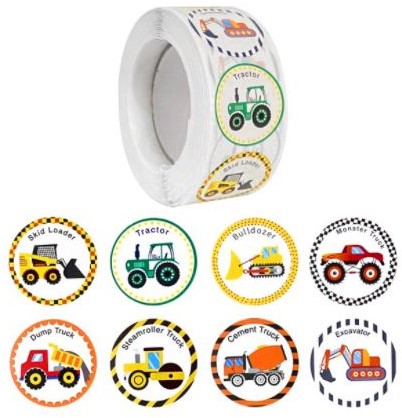500 Stickers Labels Trekkers Tractor beloning 2,5 cm rond   Sluitsticker