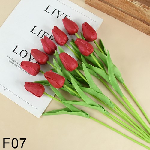 Actie Tulp Tulpen 33cm bundel Rood F07/ Bundel +/-10st Tulpen Real Touch Foam